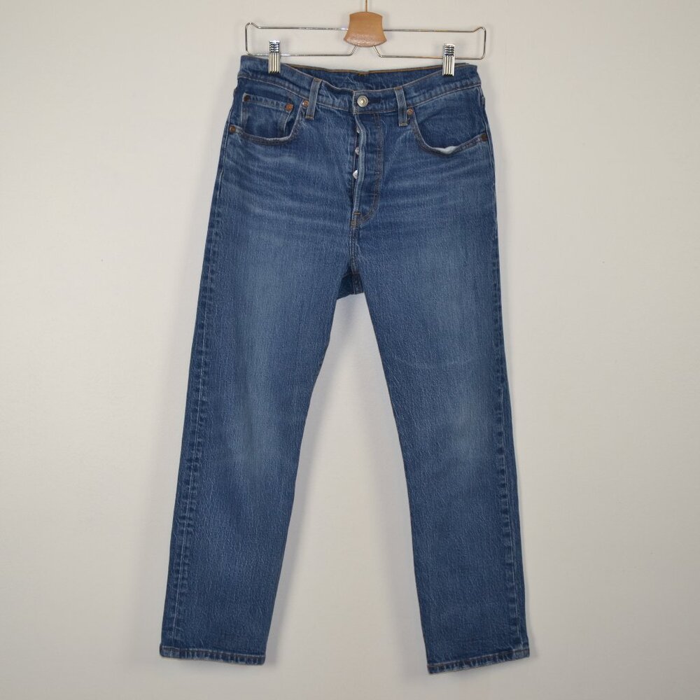 Levis Strauss 501 Button Fly Straight Adult 29/26 Blue 5 Pocket Casual Blue Jean
